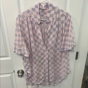 We The Free Pink Checkered Top